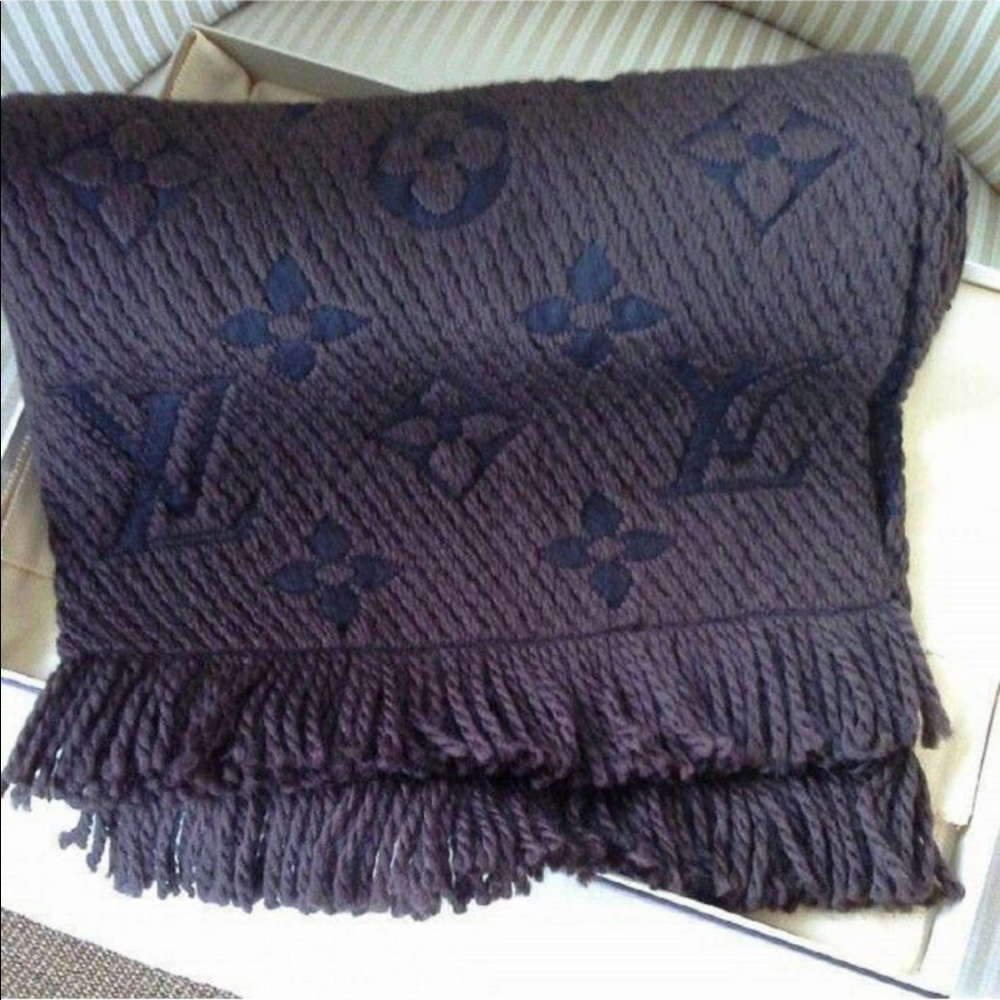 Louis Vuitton Charcoal wool/silk Logomania Scarf